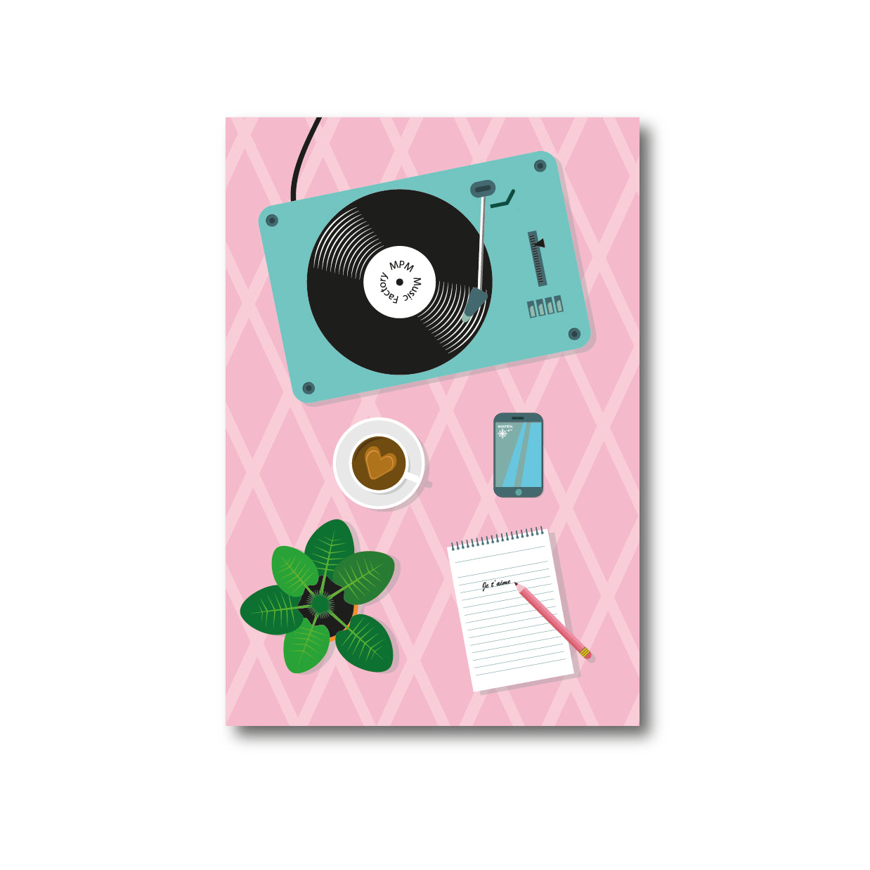 Carte postale "Tourne disques"