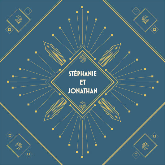 Fairer-part personnalisés "Art Déco bleu"